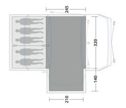 Outwell Oakdale 5PA Flat Woven Carpet -CampEase Store 170892 flat woven carpet oakdale 5pa drawing floorplan2