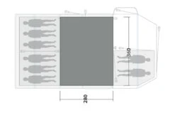 Outwell Knightdale 8PA Flat Woven Carpet -CampEase Store 170894 flat woven carpet knightdale 8pa drawing floorplan2