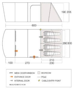 Vango Aether Poled 450XL Tent (2022) -CampEase Store aether 450xl floorplan low