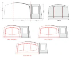 Outdoor Revolution Camp Star Side Porch (500xl, 600, 700) (2022) -CampEase Store campstar side porch floorplans 1