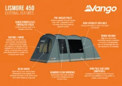 Vango Lismore 450 Poled Tent Package (2023) -CampEase Store lismore 450 infographic