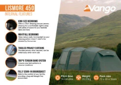 Vango Lismore 450 Poled Tent Package (2023) -CampEase Store lismore 450 infographic2