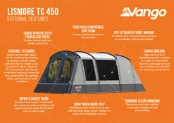 Vango Lismore TC 450 Poled Tent Package (2023) -CampEase Store lismore tc 450 infographic