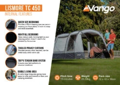 Vango Lismore TC 450 Poled Tent Package (2023) -CampEase Store lismore tc 450 infographic2