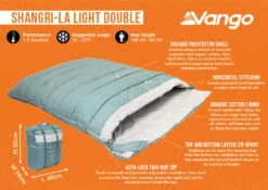 Vango Shangri-La Light Double Sleeping Bag (2023) -CampEase Store shangri la light double infographic 1
