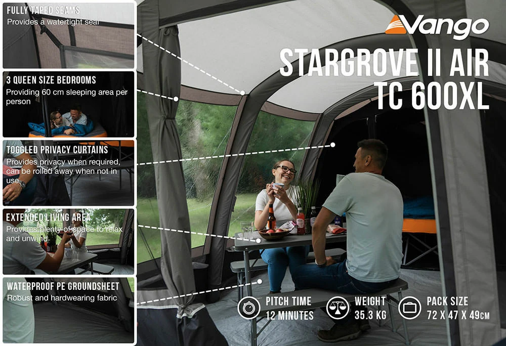 Vango Airbeam Vango Stargrove II TC 600XL Air Tent (2022) 6 Vango Airbeam Vango Stargrove II TC 600XL Air Tent (2022) - Image 6