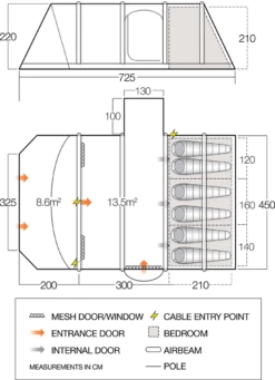 Vango Airbeam Vango Homestead II Air 650xl Tent -CampEase Store vango 2021 tents floorplan homestead ii air 650xl v2 1